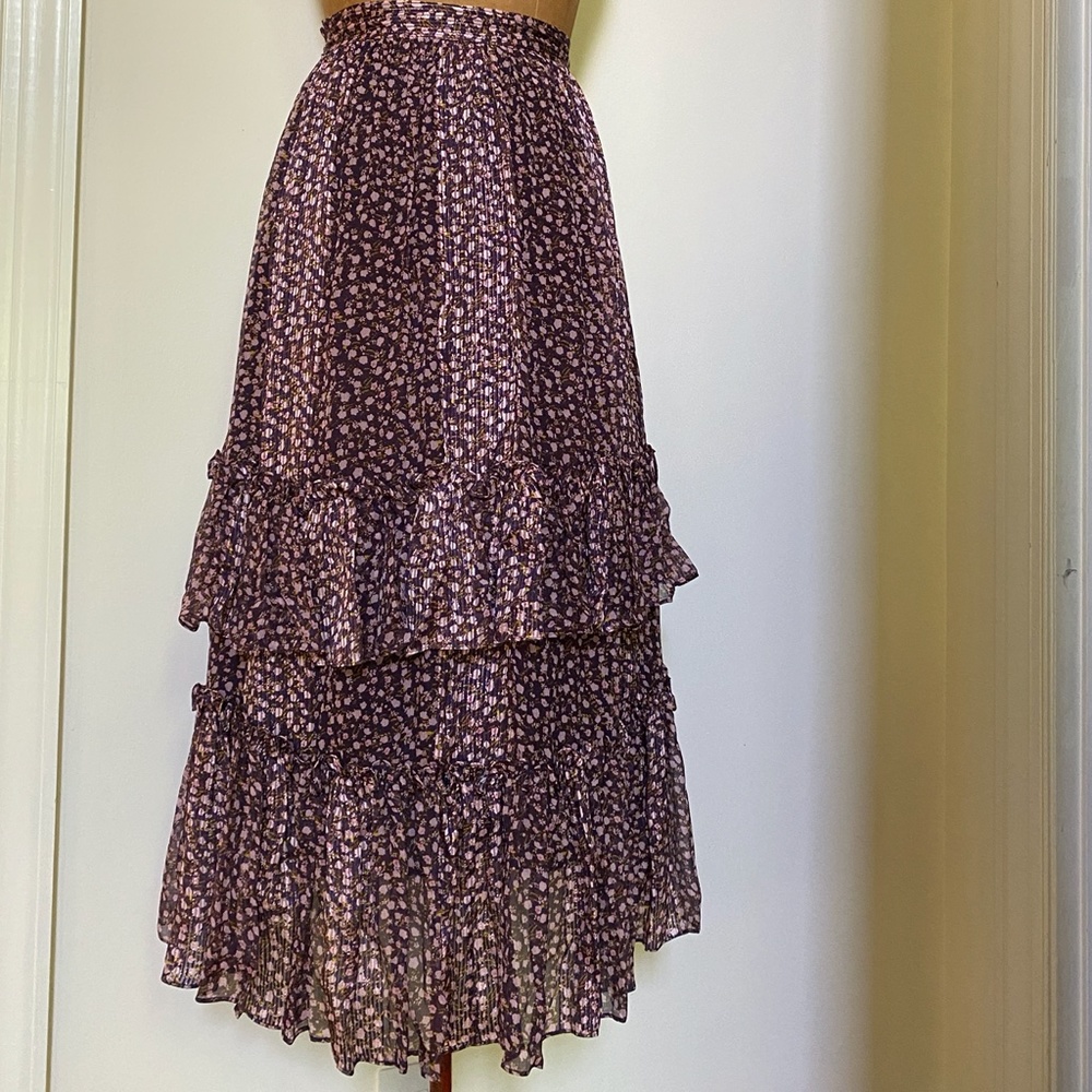 Ulla Johnson Cocoa Ruffled Silk Chiffon Skirt sz 6 - Picture 12 of 15